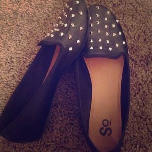 Black studded flats