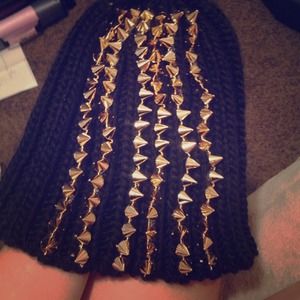 Gold/black studded beanie
