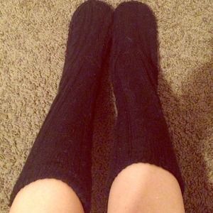 Black tall knit slippers