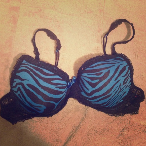 Blue/black zebra print push up bra - Picture 1 of 3