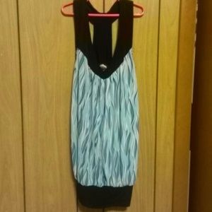 Blue,white,black top