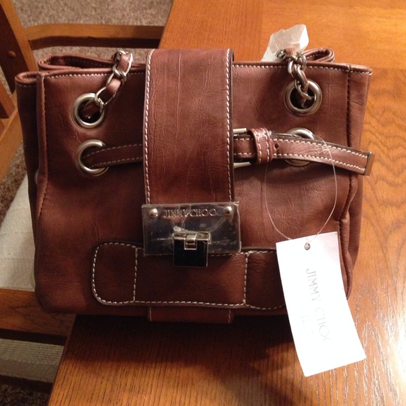 Jimmy Choo brown leather purse with buckle clasp
