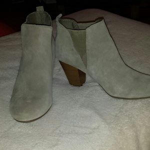 Taupe Suede Bootie Heels