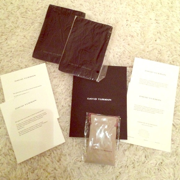 David Yurman jewelry bag, two cloths and papers