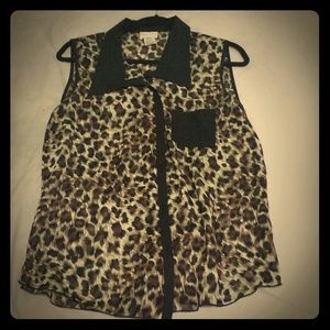 Leapord Print See-Through Top