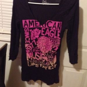 Purple and pink American eagle graphic tee size M