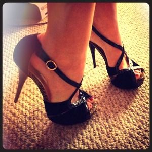 Black and Gold High Heels