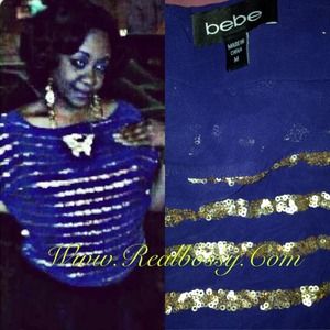 Blue and Gold BEBE Top