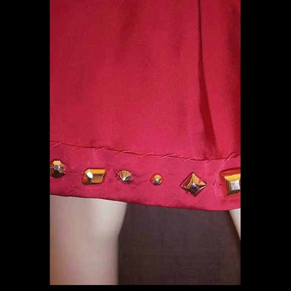 Moschino Red Satin Beaded Safety Pin Skirt 42IT - Picture 4 of 4
