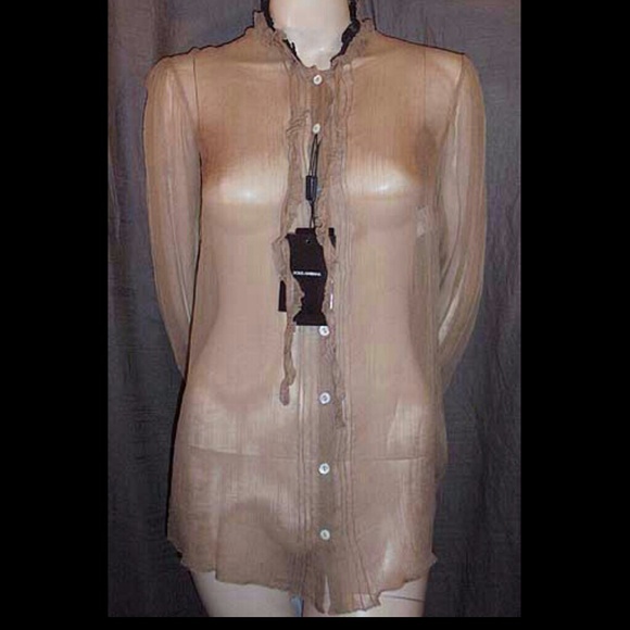 Dolce & Gabbana Crepon Silk Ruffle Blouse Top 38IT - Picture 1 of 4