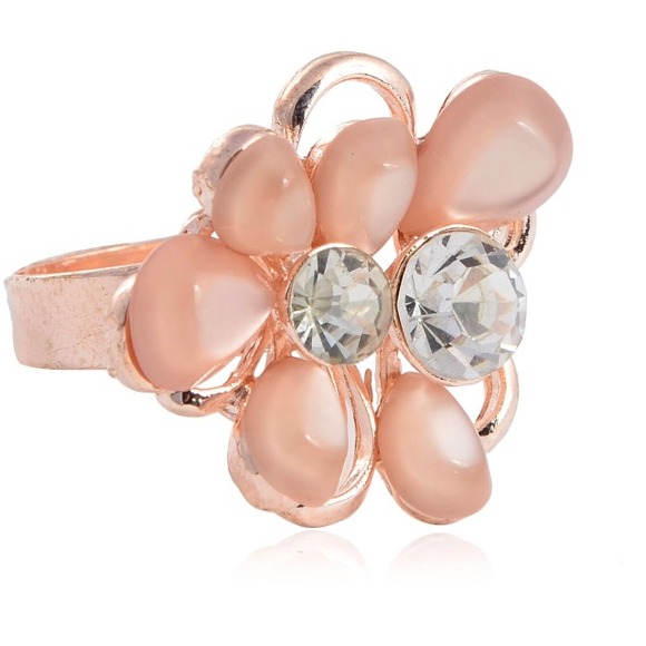 18k rose GP gem crystal opal teardrop cocktail!!