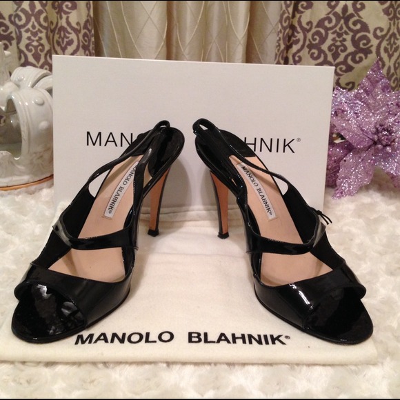 🚫SOLD🚫Manolo Blahnik Patent Leather Sling-Backs