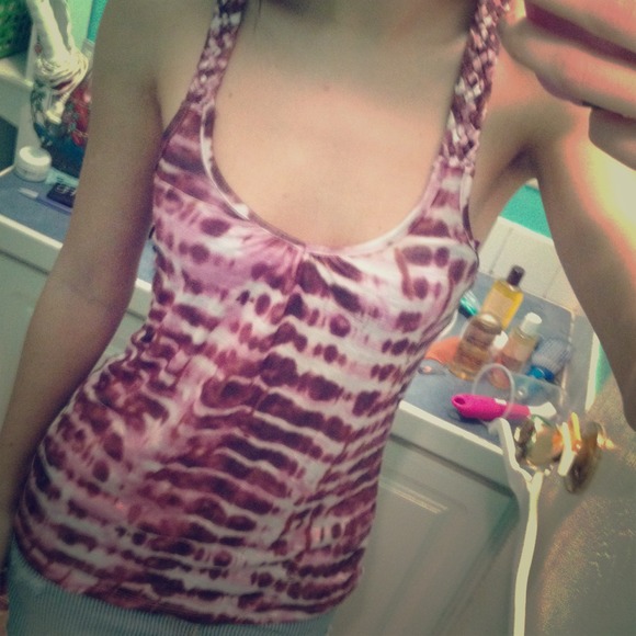 Cute casual white, brown, and purple t-back tank