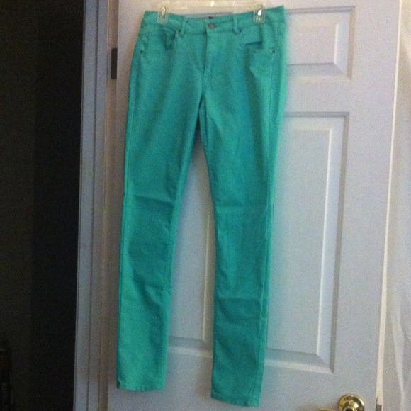 Mint green skinny jeans