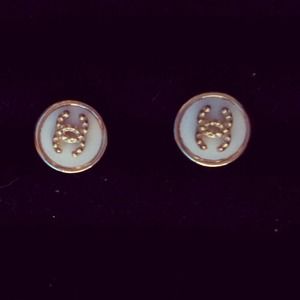 Small Chanel white and gold studs *new*