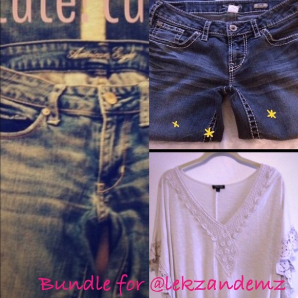 Bundle: blouse, AE and Silver jeans