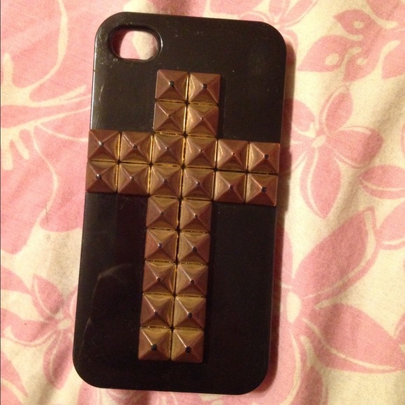 Black cross studded iphone 4/4s case - Picture 1 of 2