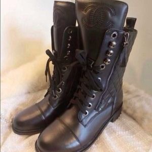 Chanel Quilted Leather Combat Boots