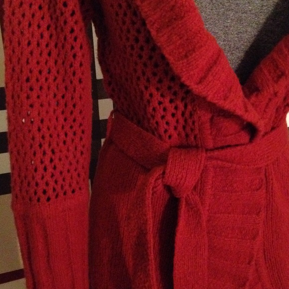 Anthropologie rust color wool sweater coat. Sz M - Picture 3 of 4