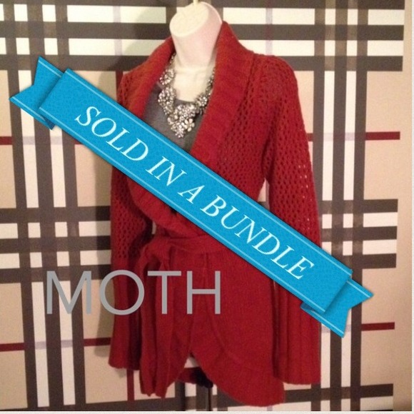 moth Sweaters - Anthropologie rust color wool sweater coat. Sz M