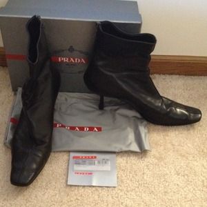 Prada Black Leather Boots