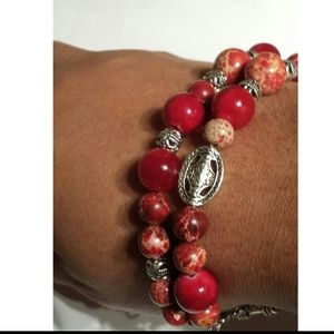 Red and silver bracelet