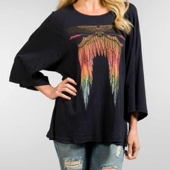Wildfox Couture Wing Insignia Black Drapey Tee
