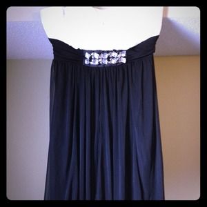 women's plus size strapless dress black & white