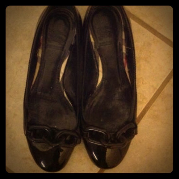 Authentic Burberry black patent leather loafer