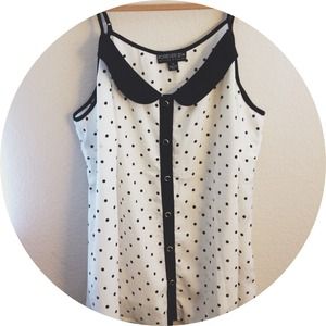 Cream and black polkadot tank