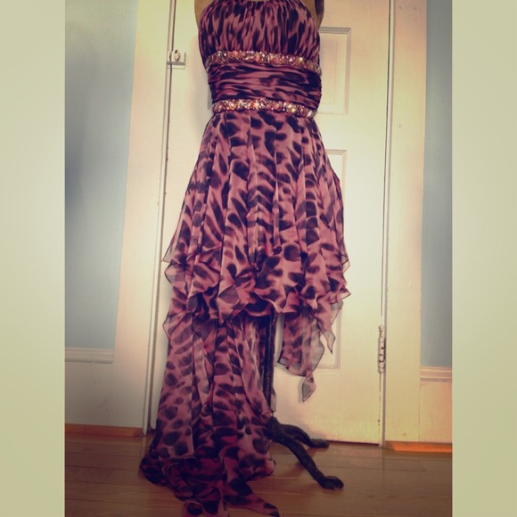 La Femme Strapless HighLow Prom Dress