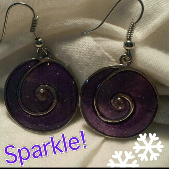 *BUNDLED* Purple Sparkle & silver Dangle Earrings