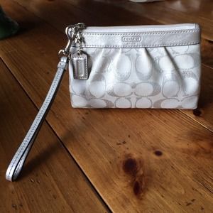 Coach wristlet in silver--reduced!!