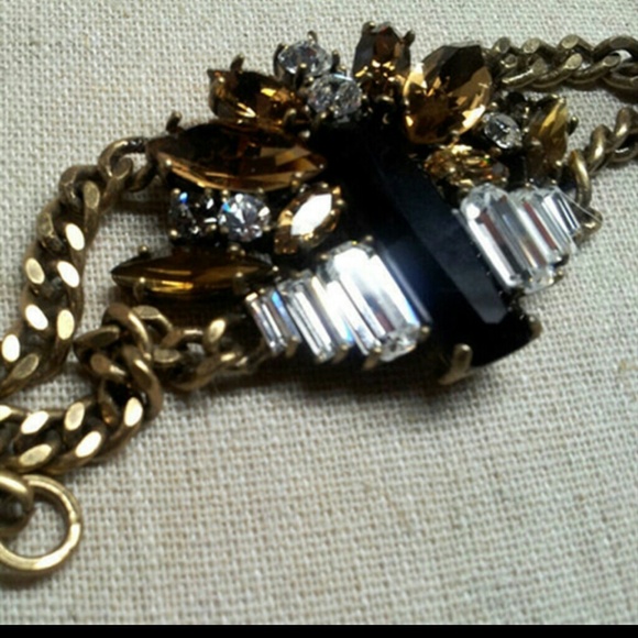 J. Crew Piled Stone Brown Black Statement Bracelet - Picture 3 of 4