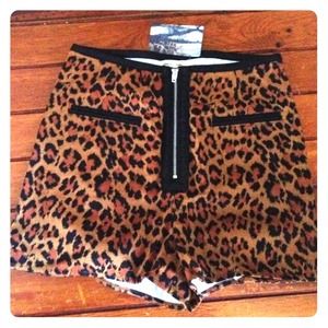 High Waisted Leather Trim Cheetah Shorts bundle
