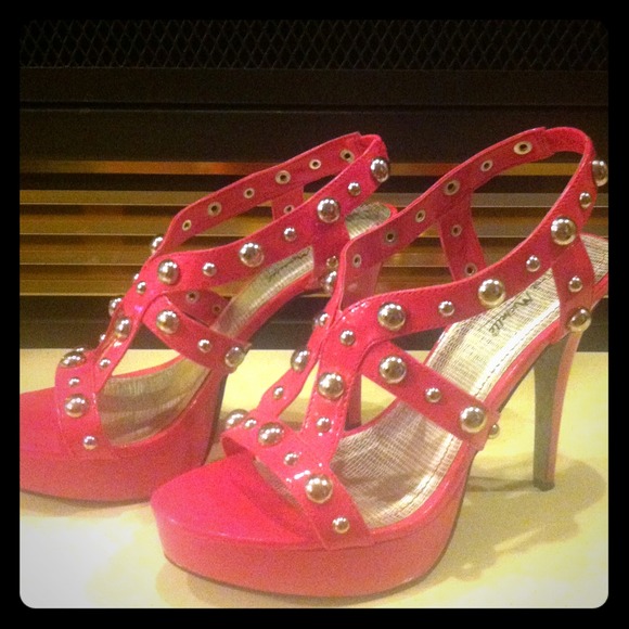 Hot pink studded heels