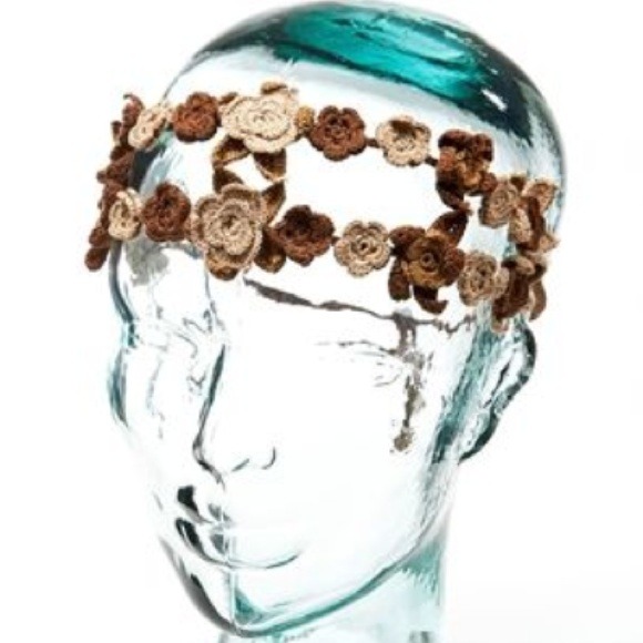 Artisan handknit crochet double strap headband NWT - Picture 2 of 2