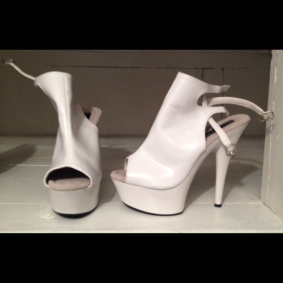 White SUPER high heels