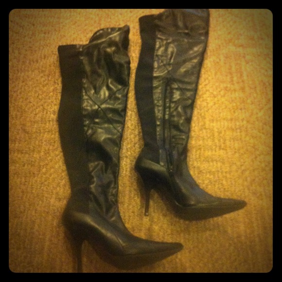 Black thigh high boots