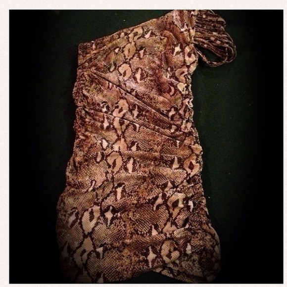 Snake print body con dress