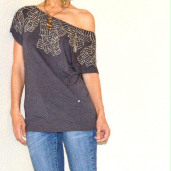 Metal beads jersey top