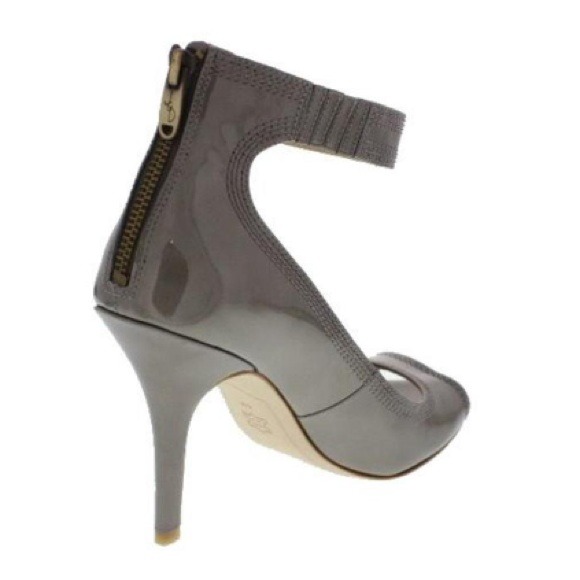 SALE⚡️ Leather Open Peep Toe Pumps Heels Gray - Picture 2 of 2