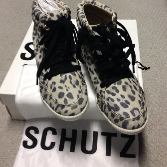 Schutz Shoes - Gorgeous high top leather leopard sneakers, 36