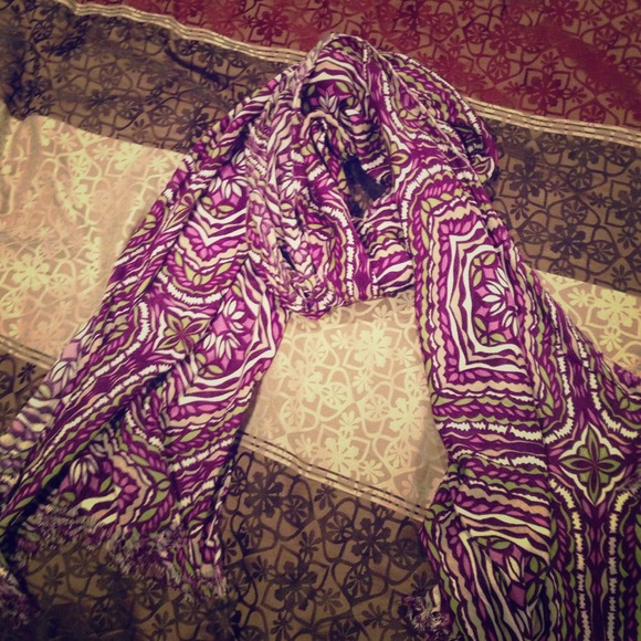 Purple with green Print Scarf