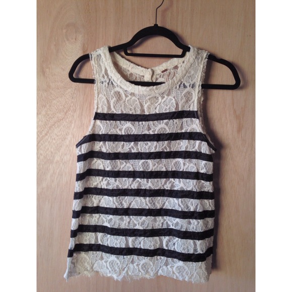 REDUCED! FREE PEOPLE lace with black silk stripe - Picture 1 of 4