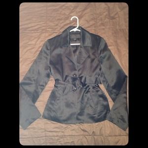 Express Black Satin Jacket / Tie belt around waist