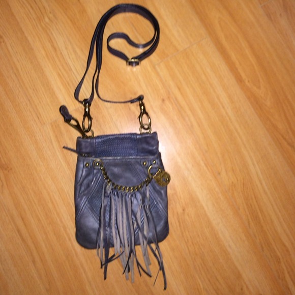 Juicy couture blue fringe side purse