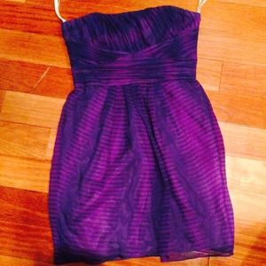 Shoshanna purple and navy strapless dress