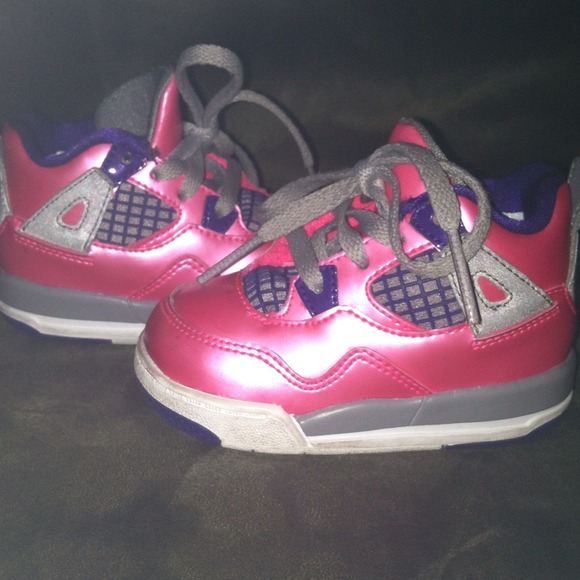 Pink and purple shoes.