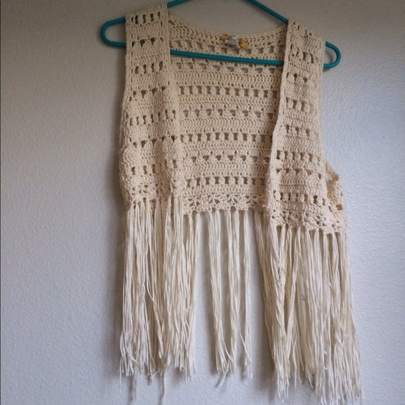 Fringe cardigan/throw over vest